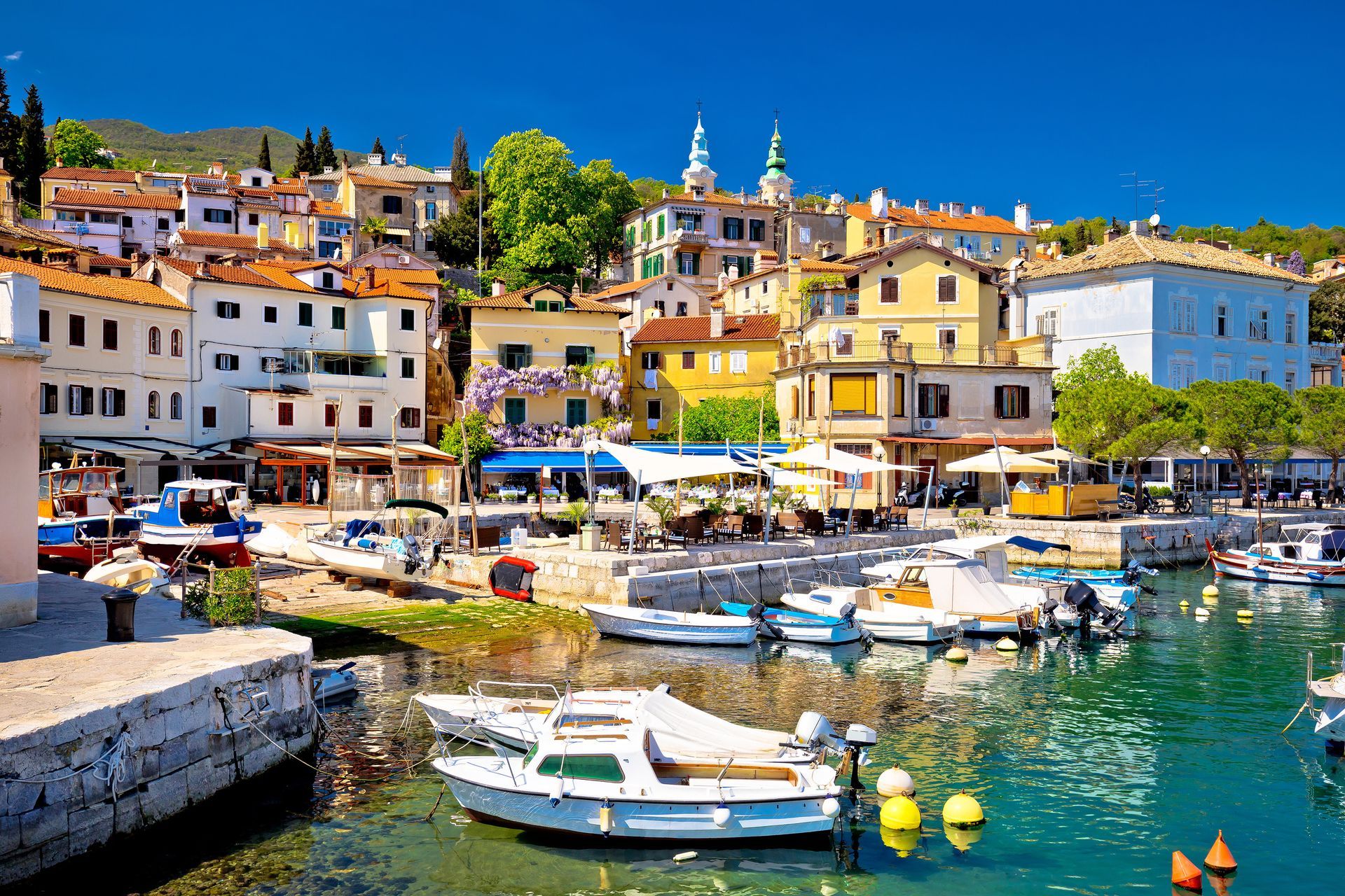 Idyllic mediterranean waterfront in Volosko village