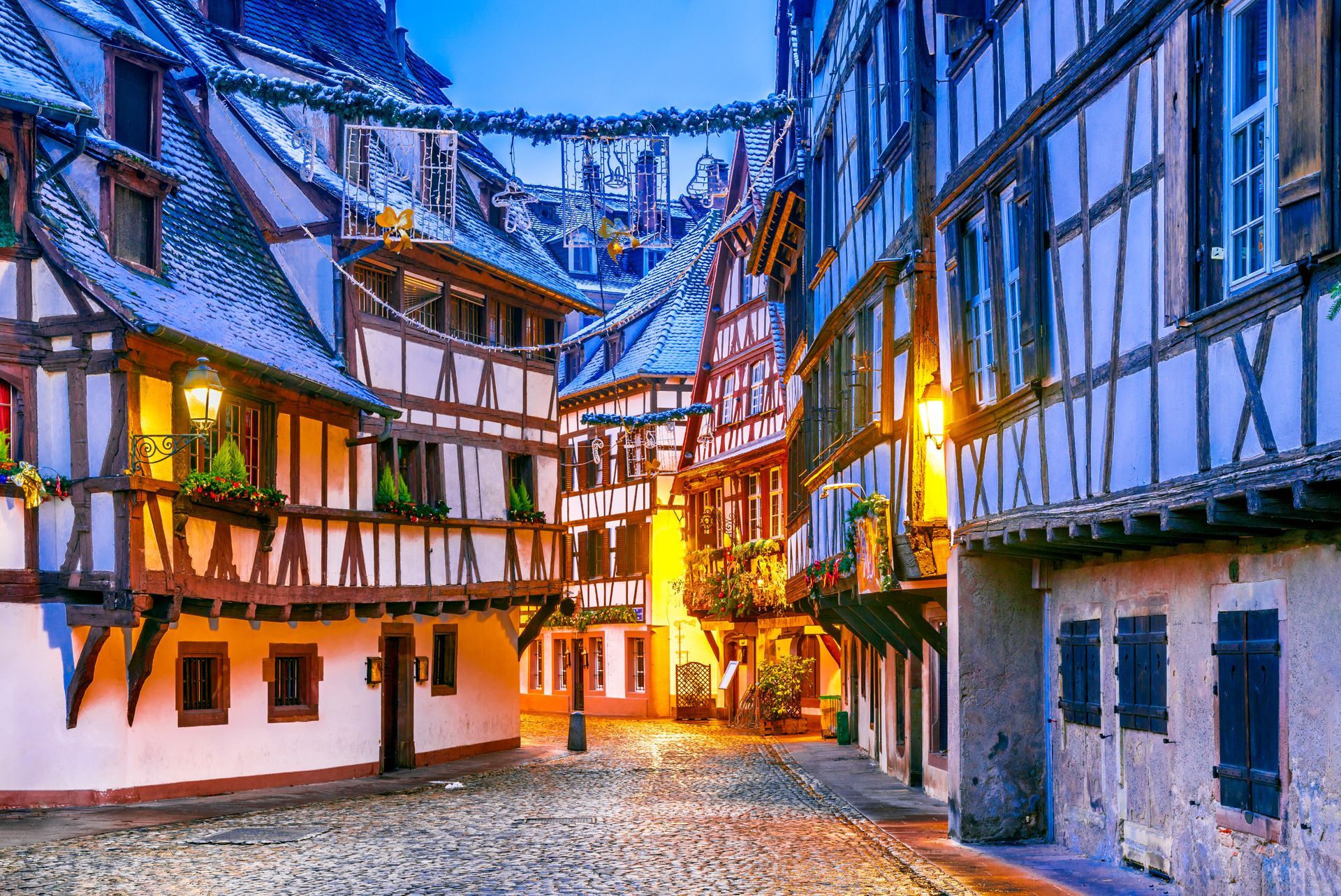Strasbourg, France. Christmas Market in Petite France old district of Strassburg in Alsace.