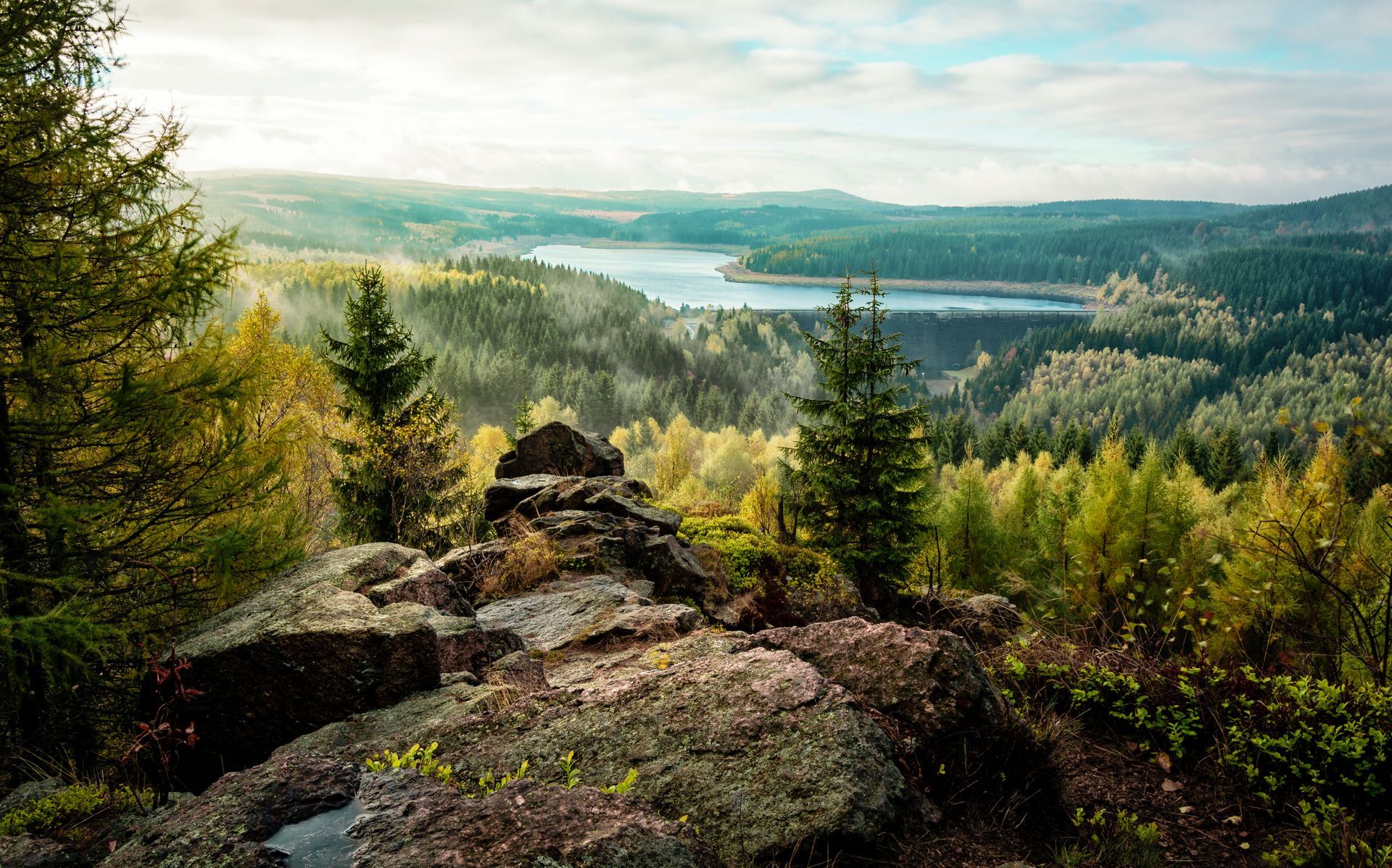 Landschaft Erzgebirge Sachsen Talsperre Flaje