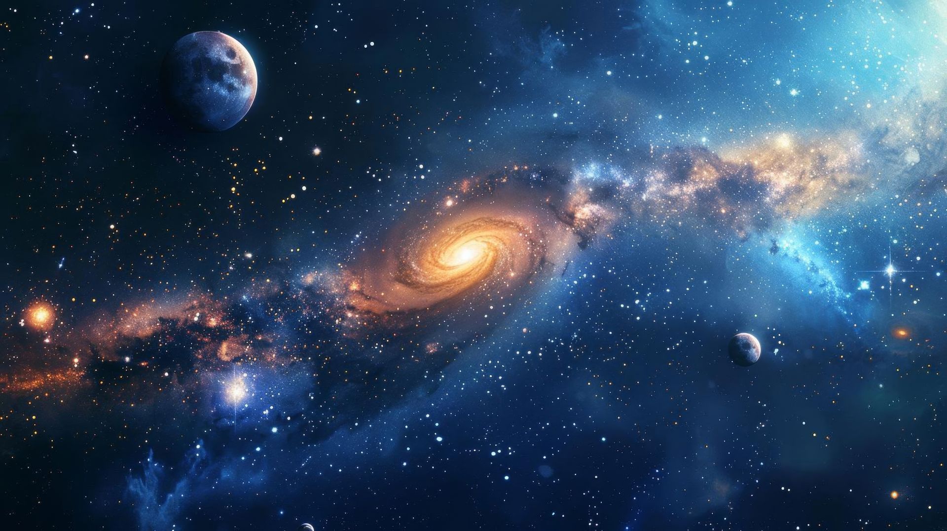 Space, dust and galaxy of milky way in universe with stars, planets and view of solar system Cosmo.