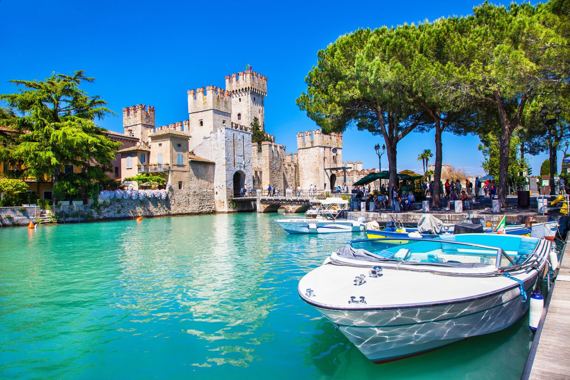 medieval castle  Sirmione on lake Lago di Garda