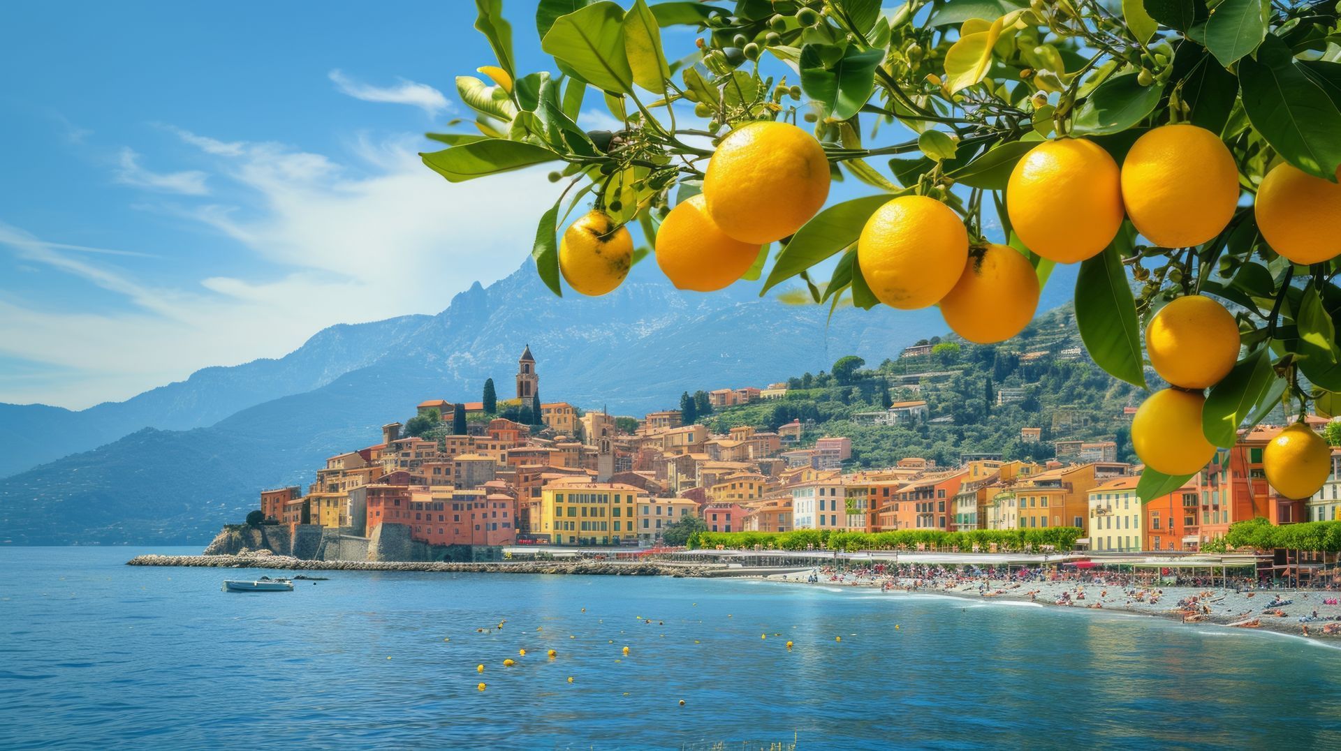 Menton french city. Generative AI